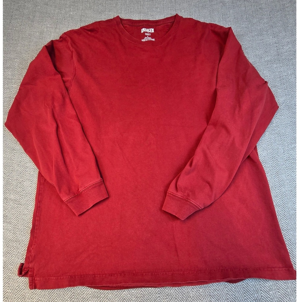 Duluth Trading Co Mens Longtail T Relaxed Fit Long Sleeve Shirt Red Large Cotton